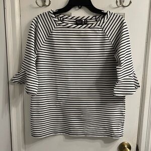 Rafaella Studio Black and White Sailor Collar Bell Sleeve Blouse Sz S